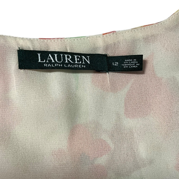 Lauren Ralph Lauren Floral Lined Sleeveless Chiffon Size12 Pastel Colors V-Neck - Picture 13 of 13